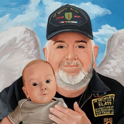 Custom portraits oil painting for grandparents grandchild