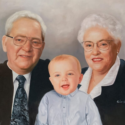 Custom portraits oil painting for grandparents grandchild