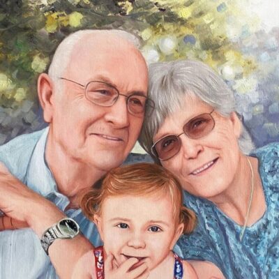 Custom portraits oil painting for grandparents grandchild