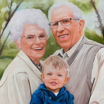 Custom portraits oil painting for grandparents grandchild