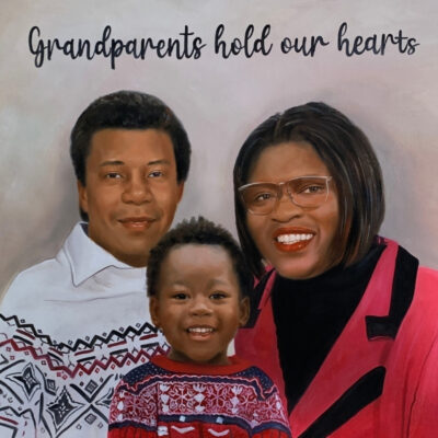 Custom portraits oil painting for grandparents grandchild