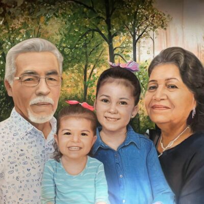 Custom portraits oil painting for grandparents & grandchildren