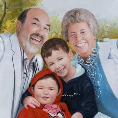 Custom portraits oil painting for grandparents & grandchildren