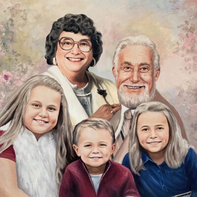 Custom portraits oil painting for grandparents & grandchildren