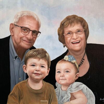 Custom portraits oil painting for grandparents & grandchildren