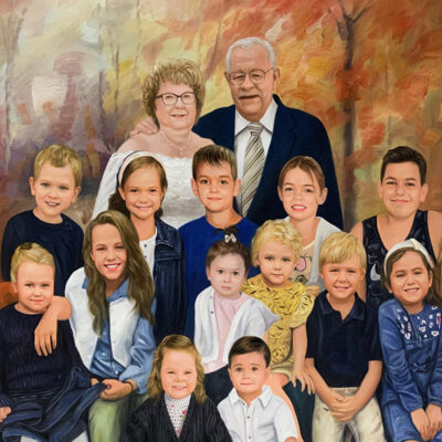 Custom portraits oil painting for grandparents & grandchildren