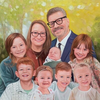 Custom portraits oil painting for grandparents & grandchildren