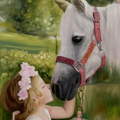 Custom portraits oil painting for horse & people