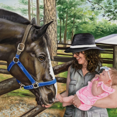 Custom portraits oil painting for horse & people