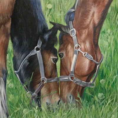Custom portraits oil painting for horse & people