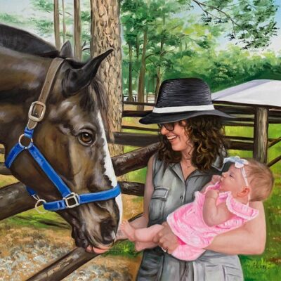 Custom portraits oil painting for horse & people