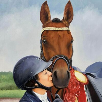 Custom portraits oil painting for horse & people