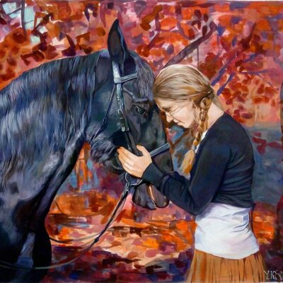 Custom portraits oil painting for horse & people