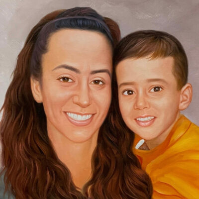 custom portrait oil painting for parent & child