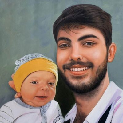 custom portrait oil painting for parent & child