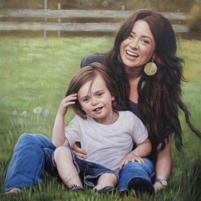 custom portrait oil painting for parent & child